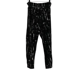 Sympli Womens Size 12 Black & Gray Patterned Cropped Casual Pull On Belted Pants